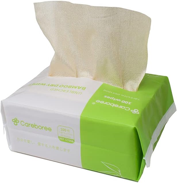 400 Count Careboree Unbleached Dry Baby Wipes Unscented Multi-Purpose Cotton Tissue Small Size