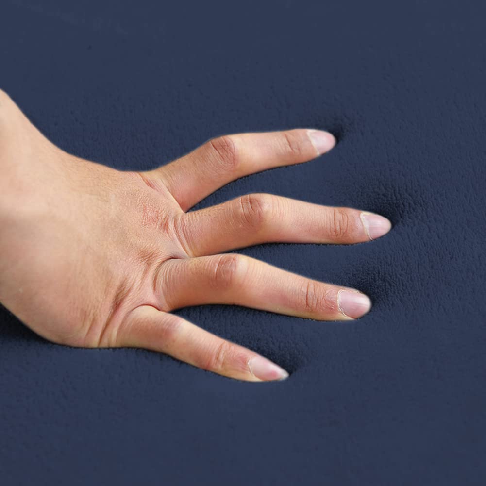 Loartee Coral Velvet Crawling Rug and Area Rug (4'9"x4'9", Dark Blue) for Toddler Children Play Mat and Yoga Mat Exercise Pad