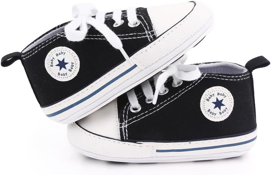 Unisex Baby Girls Boys Canvas High-top Shoes, Newborn Infant Anti-Slip Soft Sole Frist Walking Breathable Sneakers