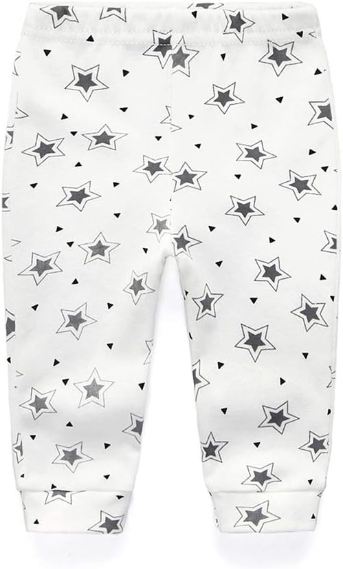 Unisex Newborn Baby Cotton 4-Pack Pants Embroidery Pringting Casual Leggings 0-24 Months for Boys and Girls