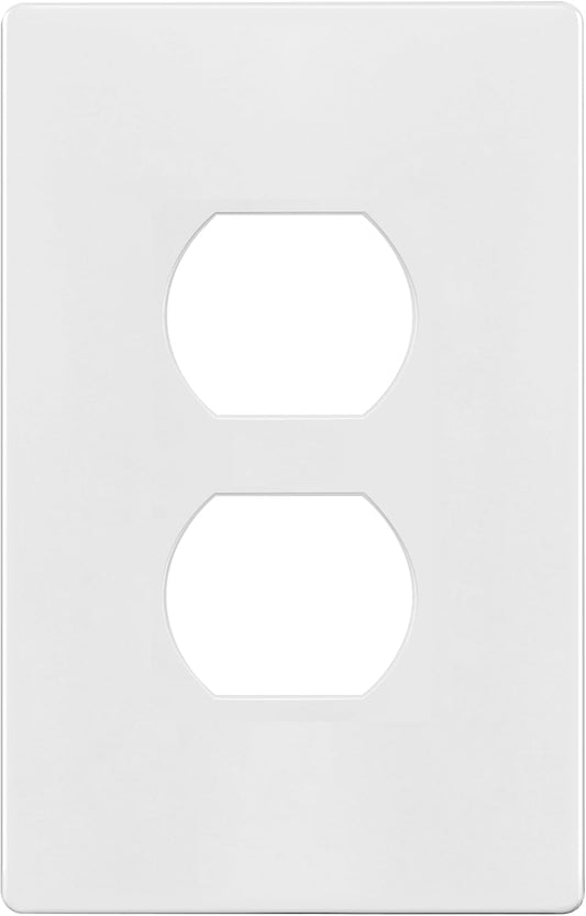 TG Mid-Size Screwless Duplex Wall Plate, Child Safe Receptacle Outlet Cover, Medium Size 1-Gang 4.88" H x 3.11" L, Polycarbonate Thermoplastic, UL Listed, SP-MS1-W, White (1 Pack)