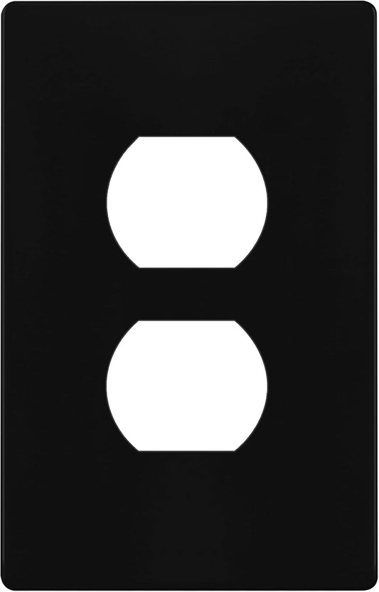 TG Mid-Size Screwless Duplex Wall Plate, Child Safe Receptacle Outlet Cover, Medium Size 1-Gang 4.88" H x 3.11" L, Polycarbonate Thermoplastic, UL Listed, SP-MS1-BK, Black (1 Pack)