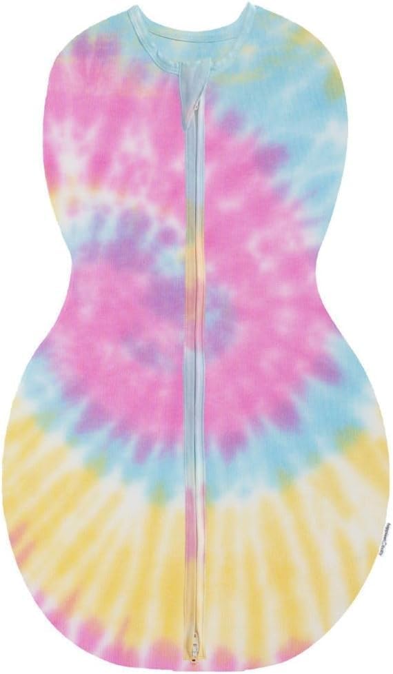 Happiest Baby Sleepea 5-Second Swaddle - 100% Organic Cotton Baby Swaddle Blanket - Doctor Designed Promotes Healthy Hip Development (Tie Dye Rainbow, X-Large)