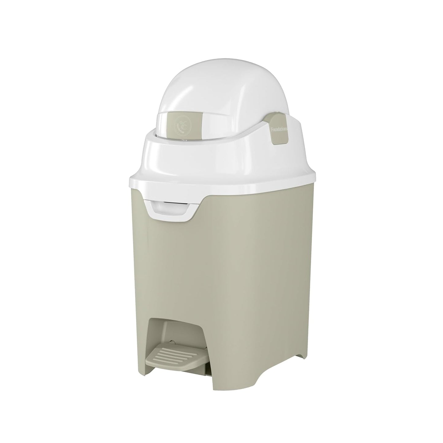 Foundations Mini Hands-Free Diaper Pail with Airtight Lid - Durable & Odorless Diaper Disposal, Large Capacity, Holds up to 30 Newborn Diapers, Refill with Any Bags - Sand