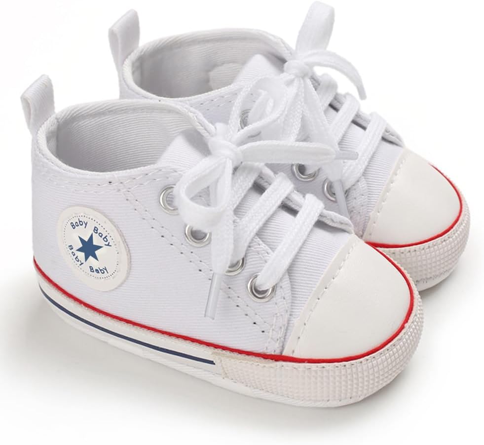 Unisex Baby Girls Boys Canvas High-top Shoes, Newborn Infant Anti-Slip Soft Sole Frist Walking Breathable Sneakers