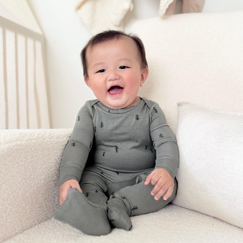 GUNAMUNA Unisex Baby Toddler Ultra-Soft Convertible Pajama, Footie or Romper Sleeper with Diaper Zipper, Newborn to 24 Months