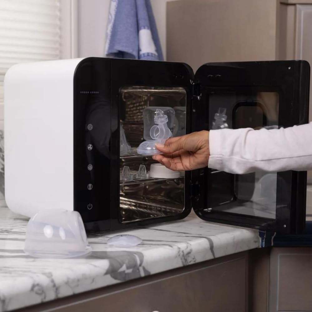 BabyBuddha 3 in 1 Sterilizer and Dryer for Baby Bottles and Accessories, Cleans Milk Residue Without Steam or Water, Fast Drying, Baby Bottle Sanitizer, Breast Pump Parts Cleaner, Countertop Design