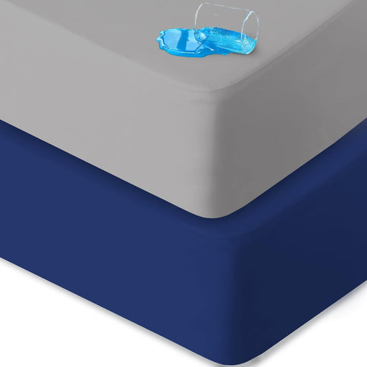 Biloban Mini Crib Sheets Fitted Waterproof 38'' x 24'', 2 Pack Mattress Protector Cover Fits for Dream on Me/Newton Mini Crib Mattress, Portable Sheet for Boys & Girl