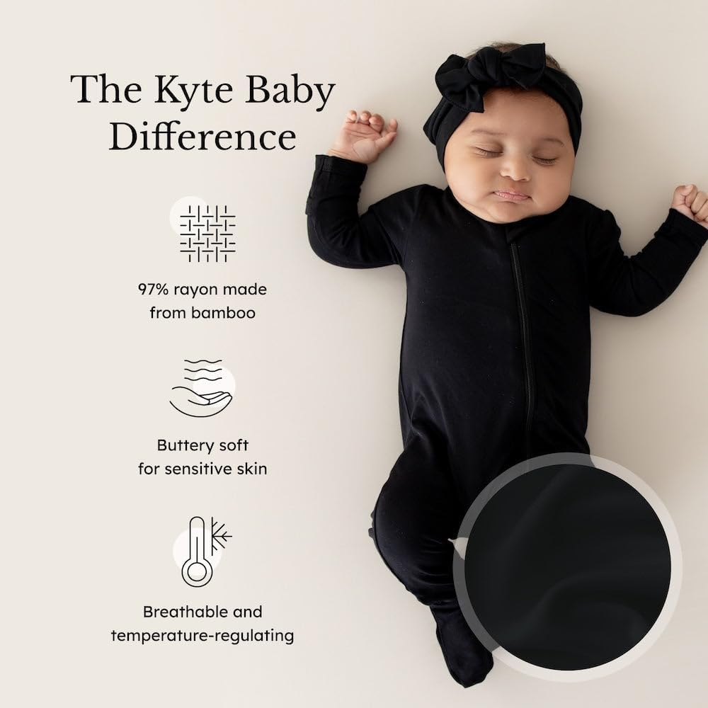 KYTE BABY Unisex Zipper Closure Footies, Rayon Made From Bamboo, 0-24 Months