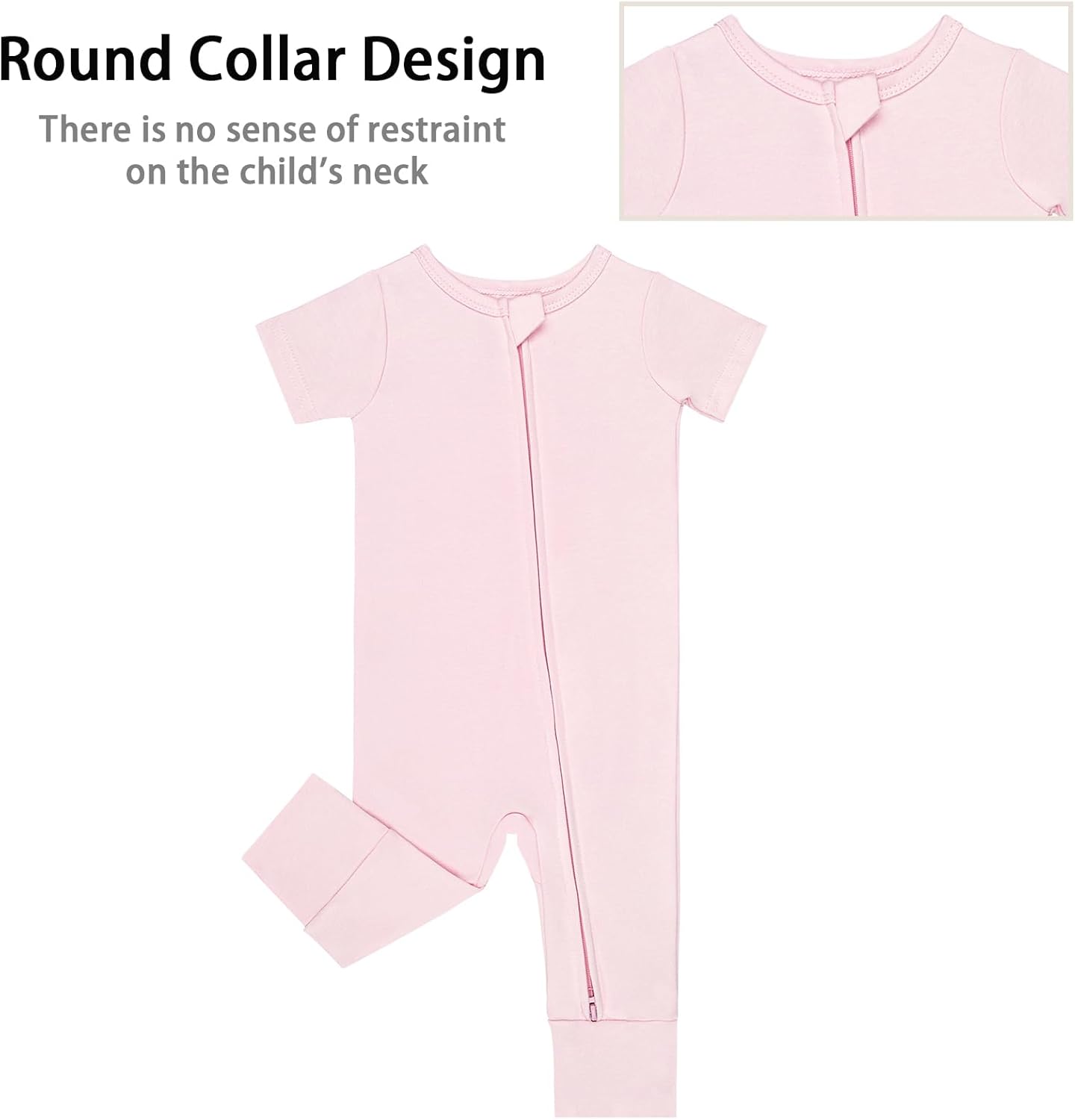 GUISBY Footless Short Sleeve Baby Pajamas with Zipper Cotton Infant Sleepwear