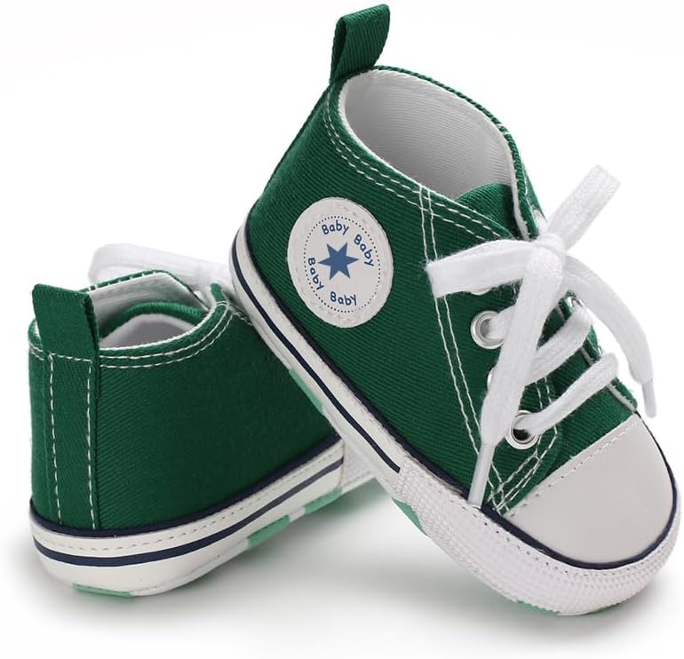 Unisex Baby Girls Boys Canvas High-top Shoes, Newborn Infant Anti-Slip Soft Sole Frist Walking Breathable Sneakers