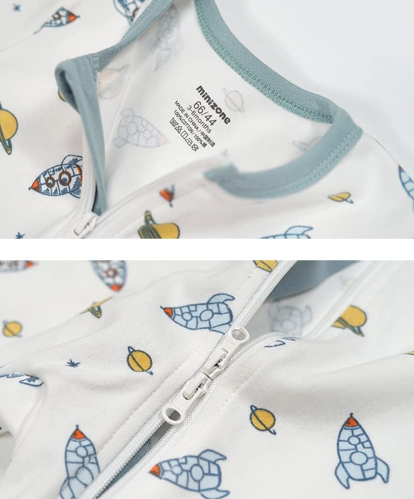 Teach Leanbh Baby Boys Girls 2 Pack 2 Way Zipper Footless Pajamas Cotton Short Sleeve Printing Romper Sleep and Play