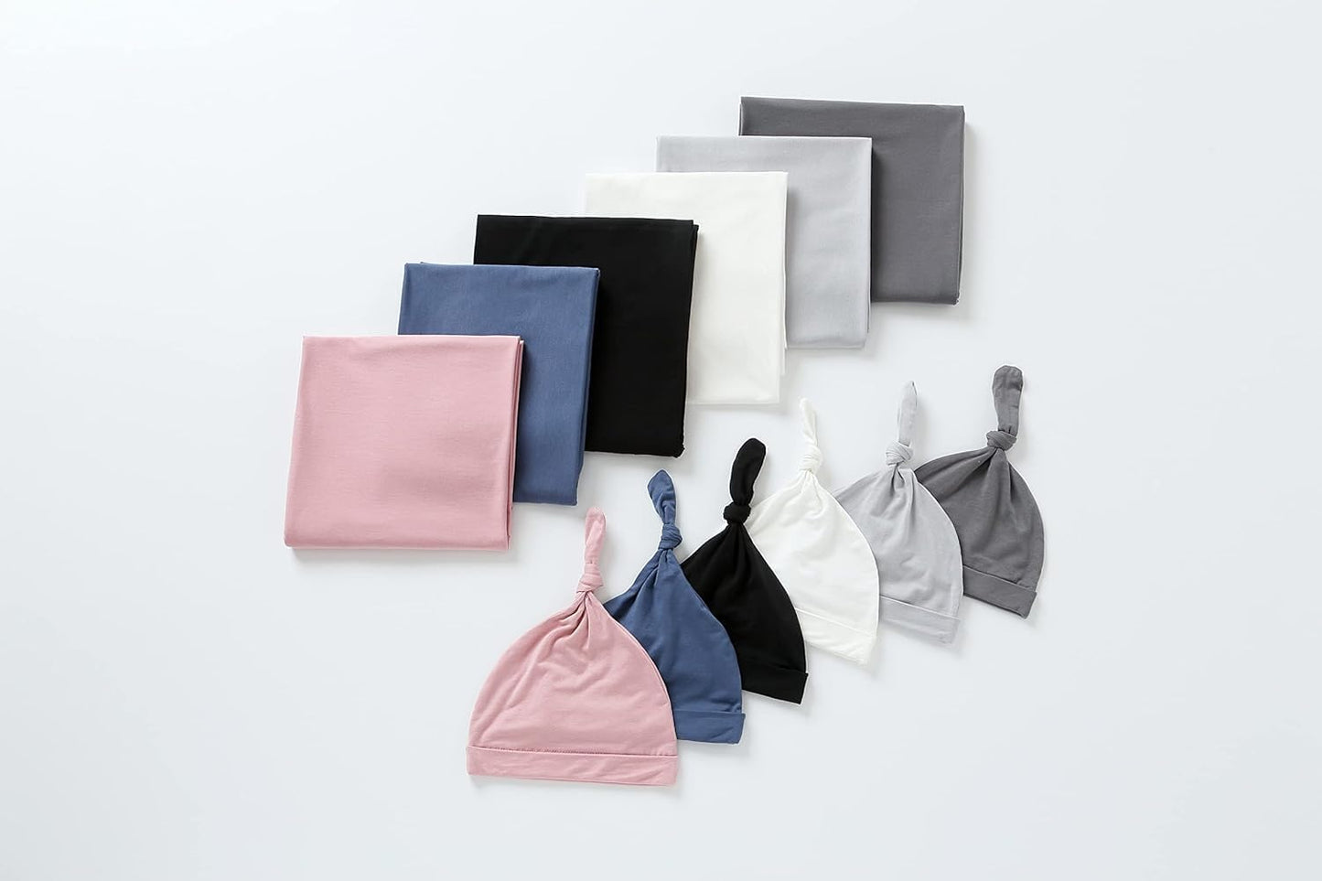 iEvolve Cotton Knitted Baby Swaddle Blanket with Hat Headband Set Newborn Swaddle Wrap Receiving Blankets for Baby Girl Boy 35" x 35"(Dark Grey)