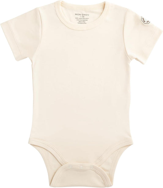 MON CHOU Premium Short Sleeve Bodysuit - Luxuriously Soft, 100% Pima Cotton Baby Bodysuit - Organic Cotton Baby Clothes