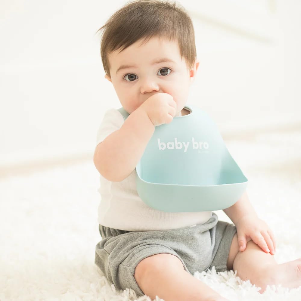 Baby Bib for Eating by Bella Tunno, Waterproof Silicone Bib with Large Food Catcher, Adjustable Fit for Babies 4-12 months & Toddlers 1-3 Years, Boys & Girls, Baby Bro