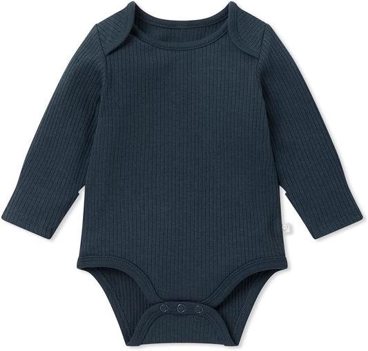 MORI Baby Unisex Long Sleeve Bodysuit Viscose from Bamboo and Organic Cotton - Comfortable Toddler Romper for Boys and Girls
