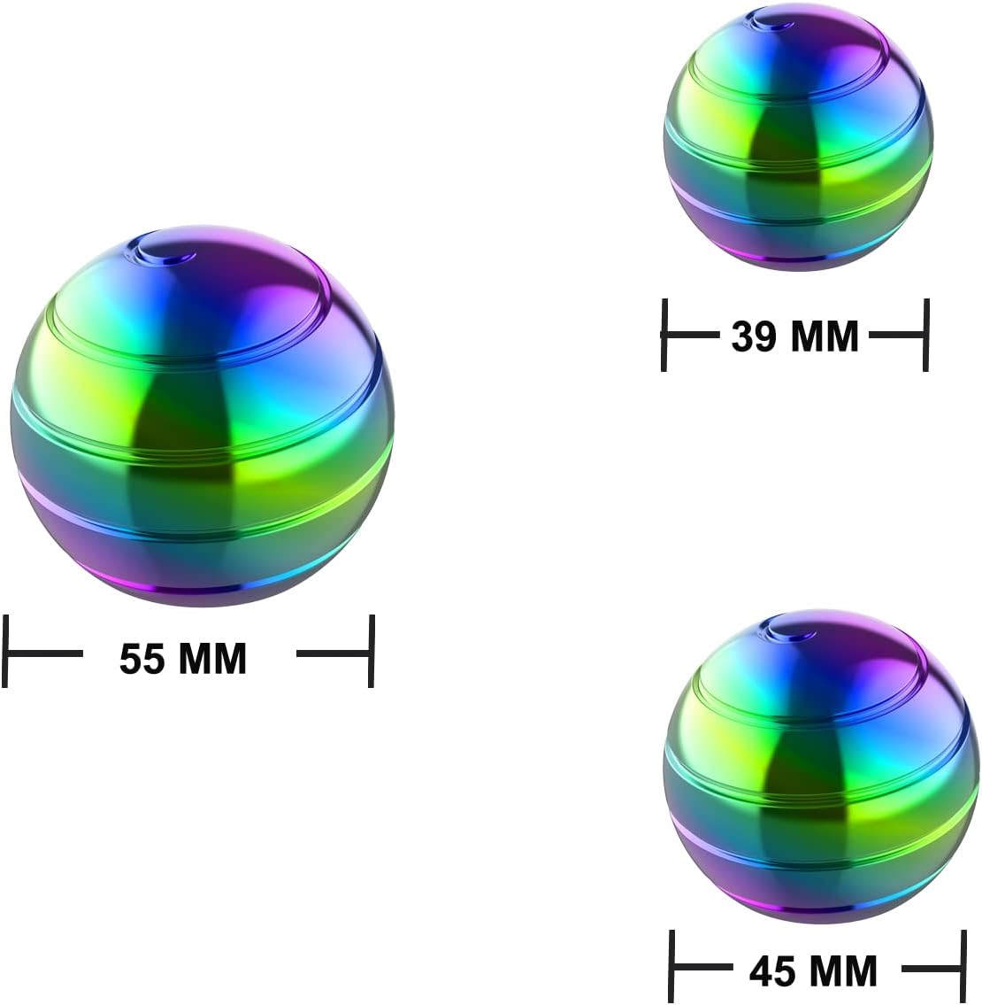 Extra Large Kinetic Spinning Desk Toy, 2.17'' Cool Office Gadgets Sensory Desk Toys for Adults, Optical Illusion Fidget Toys Ball for Adutls (55MM, Rainbow)