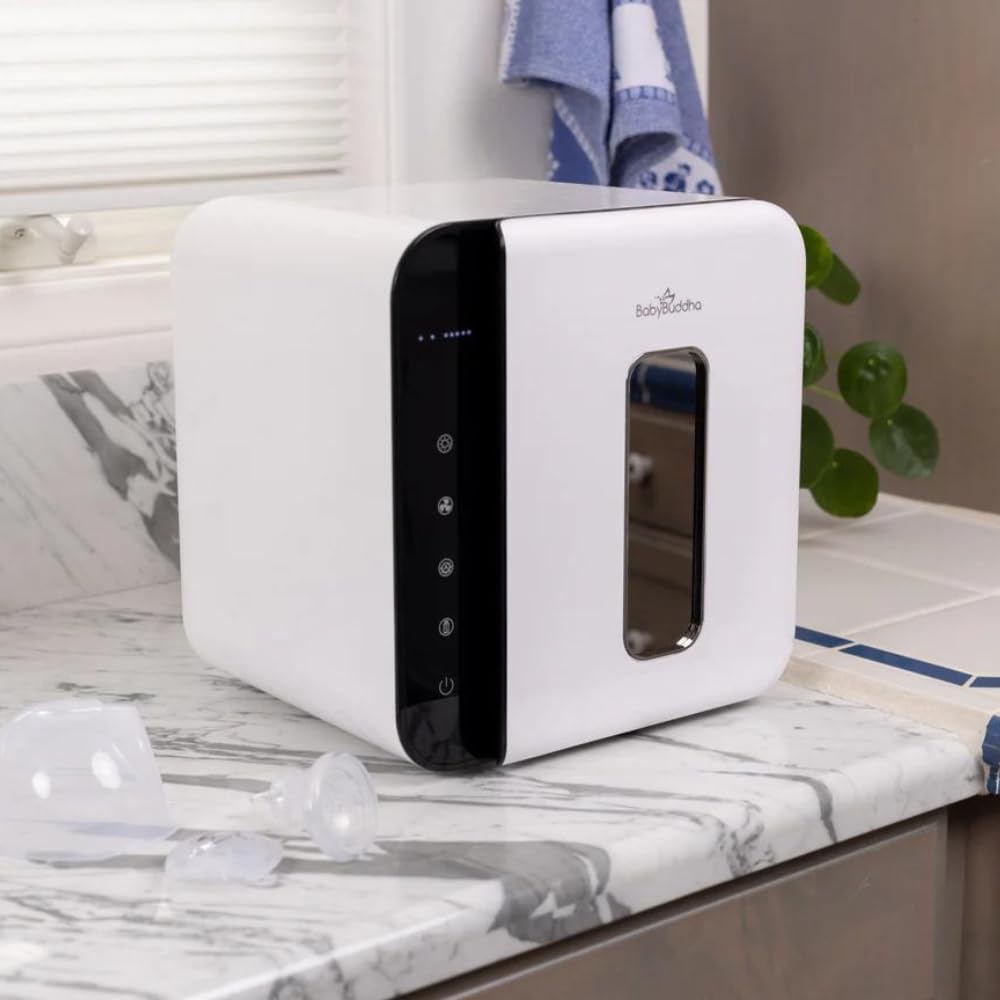 BabyBuddha 3 in 1 Sterilizer and Dryer for Baby Bottles and Accessories, Cleans Milk Residue Without Steam or Water, Fast Drying, Baby Bottle Sanitizer, Breast Pump Parts Cleaner, Countertop Design