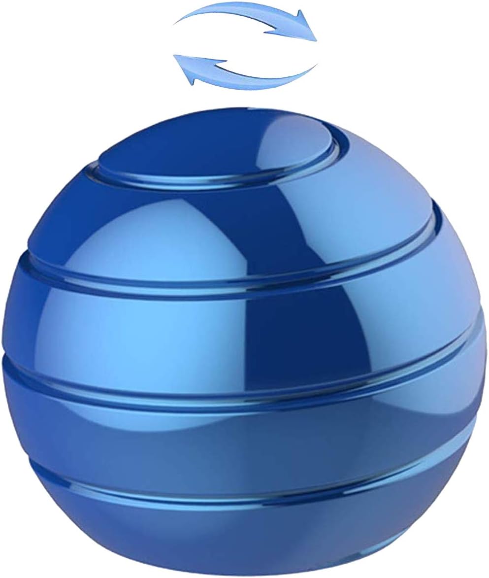 Metal Kinetic Desk Toy, Optical Illusion Fidget Spinning Top Ball, Unique Executive Stress Relief Gift for Adults & Kids