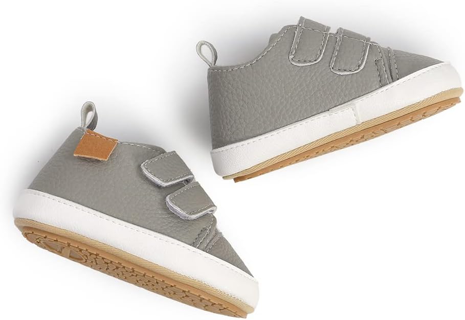 SOFMUO Baby Boys Girls High Top Ankle PU Leather Sneakers Soft Rubber Sole Infant Moccasins Newborn Oxford Loafers Anti-Slip Toddler Wedding Uniform Dress Shoes