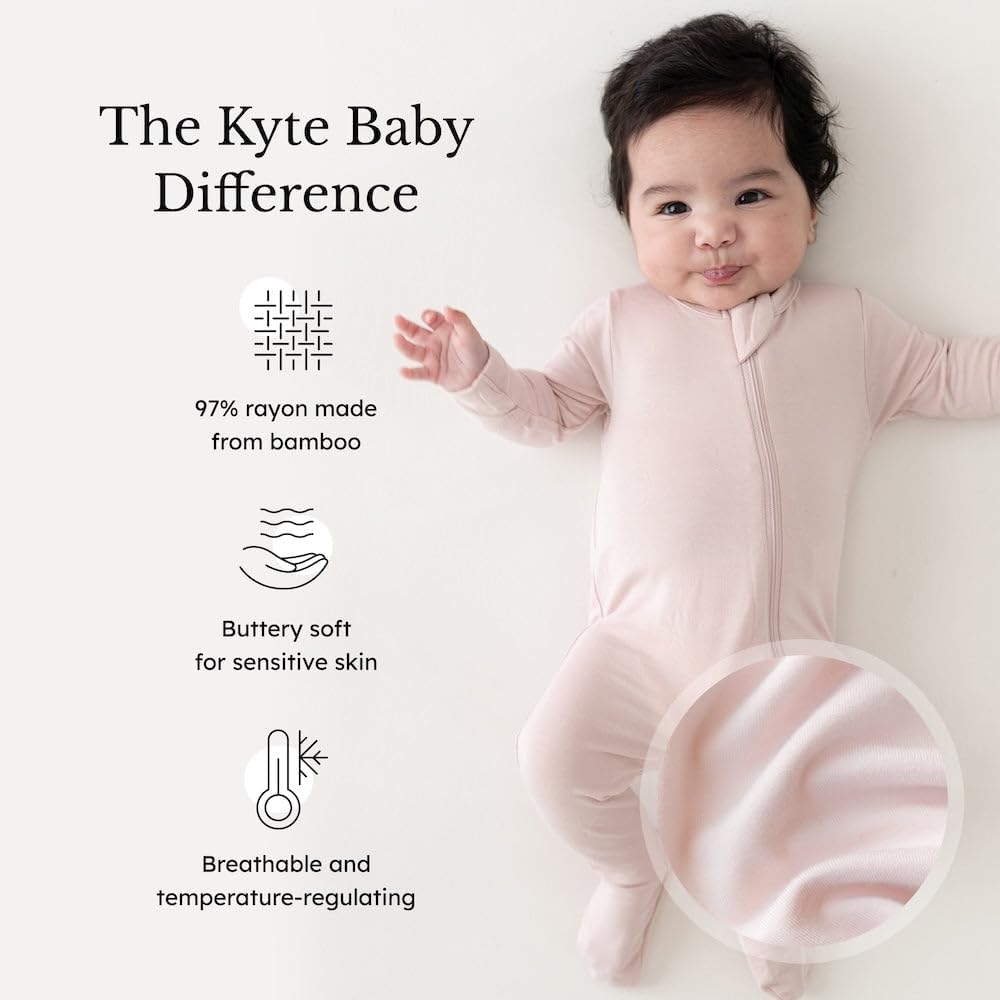 KYTE BABY Unisex Zipper Closure Footies, Rayon Made From Bamboo, 0-24 Months