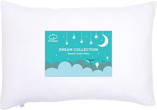 LittleHippo Toddler Pillow (13x18) with Viscose Derived from Bamboo Pillowcase - Hypoallergenic Toddler Pillow for Sleeping, Kids Pillow, Travel Pillows, Mini Pillow, Toddler Bed Pillow (White)