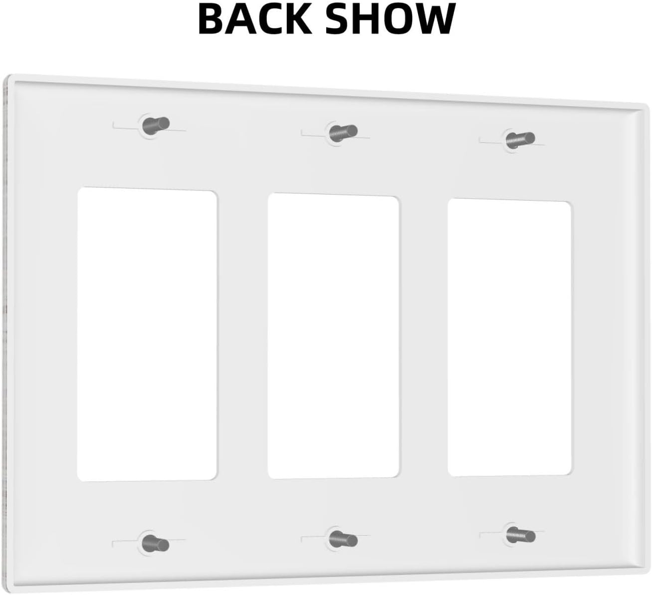 Light Switch Covers Rustic Vintage White Wood Grain 3 Gang Rocker Electrical GFCI Decorative Triple Outlet Wall Plate Cover Switchplate for Farmhouse Home Decor