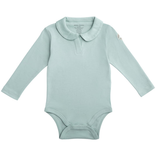 MON CHOU Premium Long Sleeve Bodysuit - Luxuriously Soft, 100% Pima Cotton Baby Bodysuit with Collar - Organic Cotton Baby Clothes (Meadow, 12-18 Months)