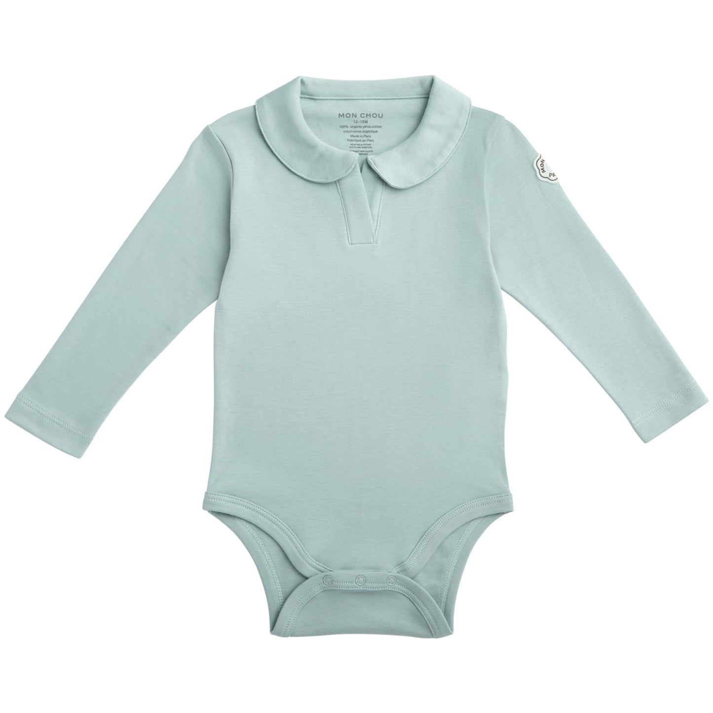 MON CHOU Premium Long Sleeve Bodysuit - Luxuriously Soft, 100% Pima Cotton Baby Bodysuit with Collar - Organic Cotton Baby Clothes (Meadow, 0-3 Months)