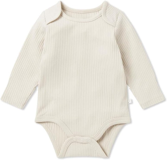 MORI Baby Unisex Long Sleeve Bodysuit Viscose from Bamboo and Organic Cotton - Comfortable Toddler Romper for Boys and Girls