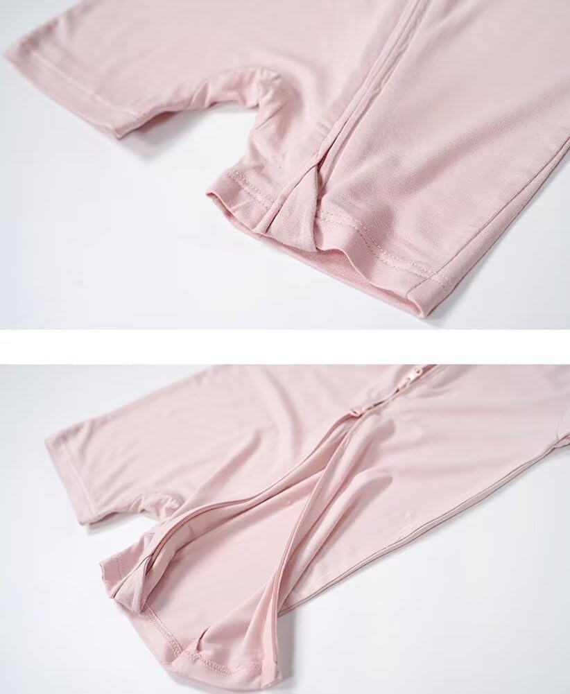 Teach Leanbh Unisex Baby 2 Pack Bamboo Viscose Pajamas Short Sleeve 2 Way Zipper Romper Jumpsuit Sleep and Play