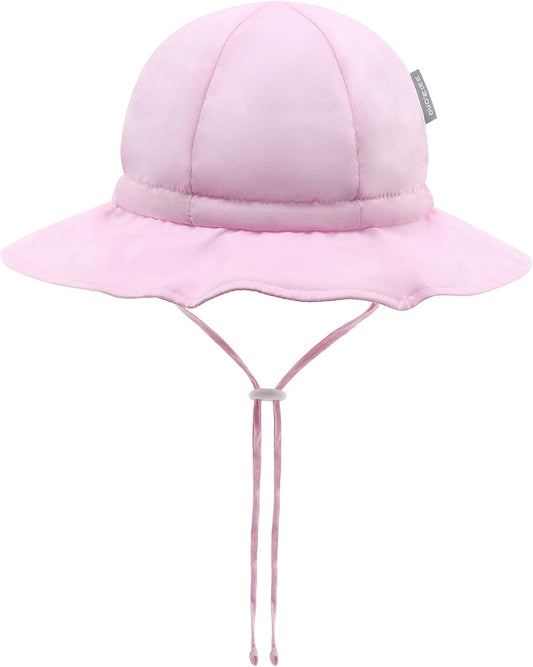 UPF 50+ Baby Bucket Hat - Wide Brim Sun Protection Beach Cap for Girls - Cute & Adjustable Toddler Hat