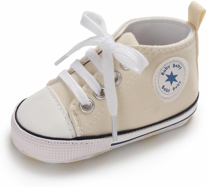 Unisex Baby Girls Boys Canvas High-top Shoes, Newborn Infant Anti-Slip Soft Sole Frist Walking Breathable Sneakers