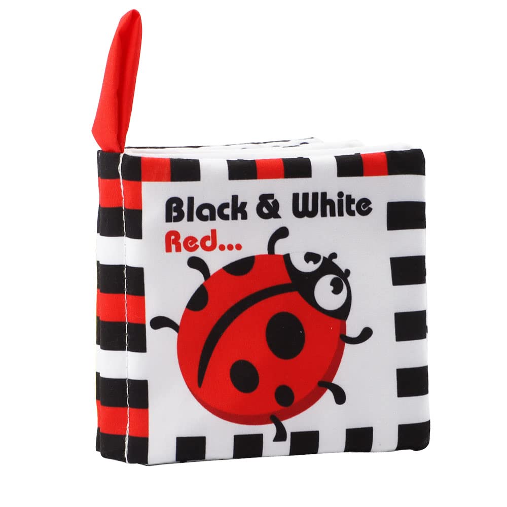 High Contrast Baby Books, Black and White Cloth Crinkle Books for Babies Infant Toys 0-3-6-12-18 Months, Shower Baby Gifts, Teething Teether Sensory Toy for Boys Girls, Fish, 2PCS