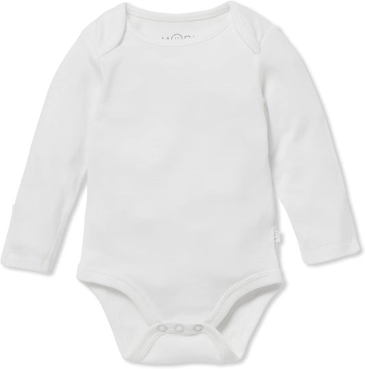 MORI Baby Supreme Comfort Long Sleeve Bodysuit for Boys and Girls - Unisex Romper with Envelope Neck and Nickel Free Popper