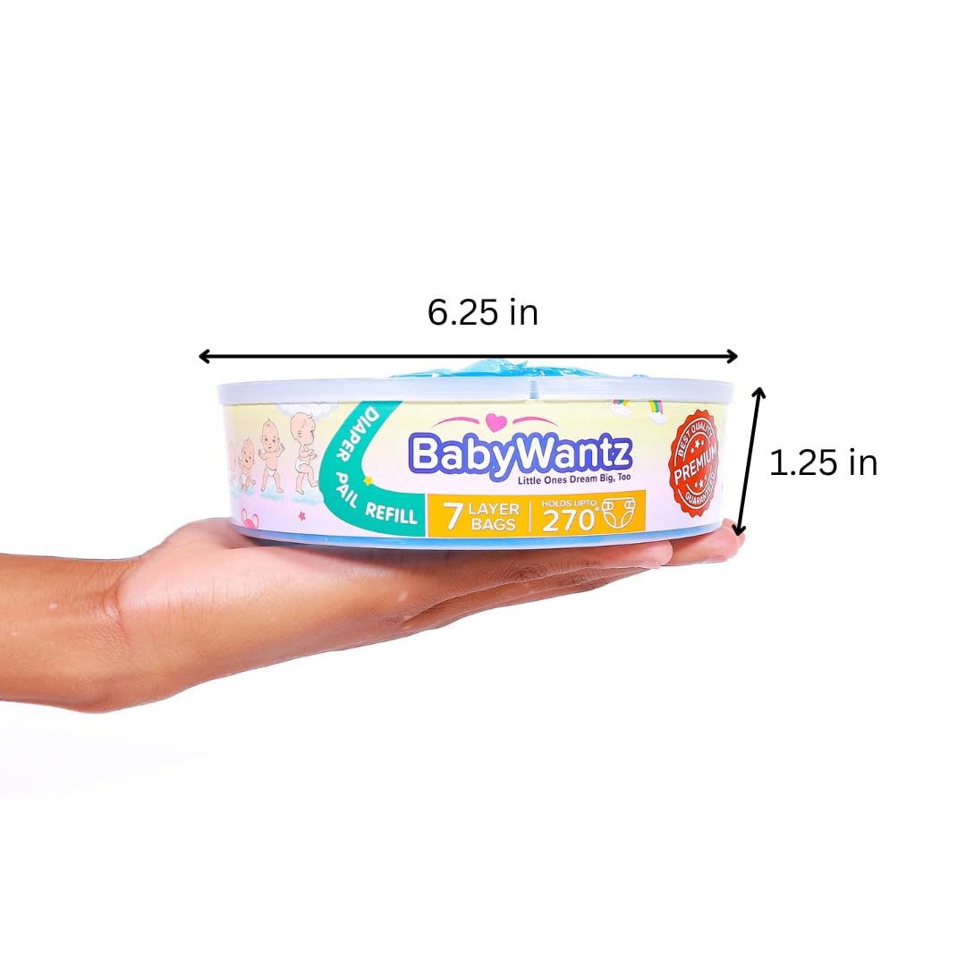 Premium Diaper Pail Refill Bags Compatible with Diaper Genie Pails - 8 Pack - Holds up to 2160 Newborn Diapers