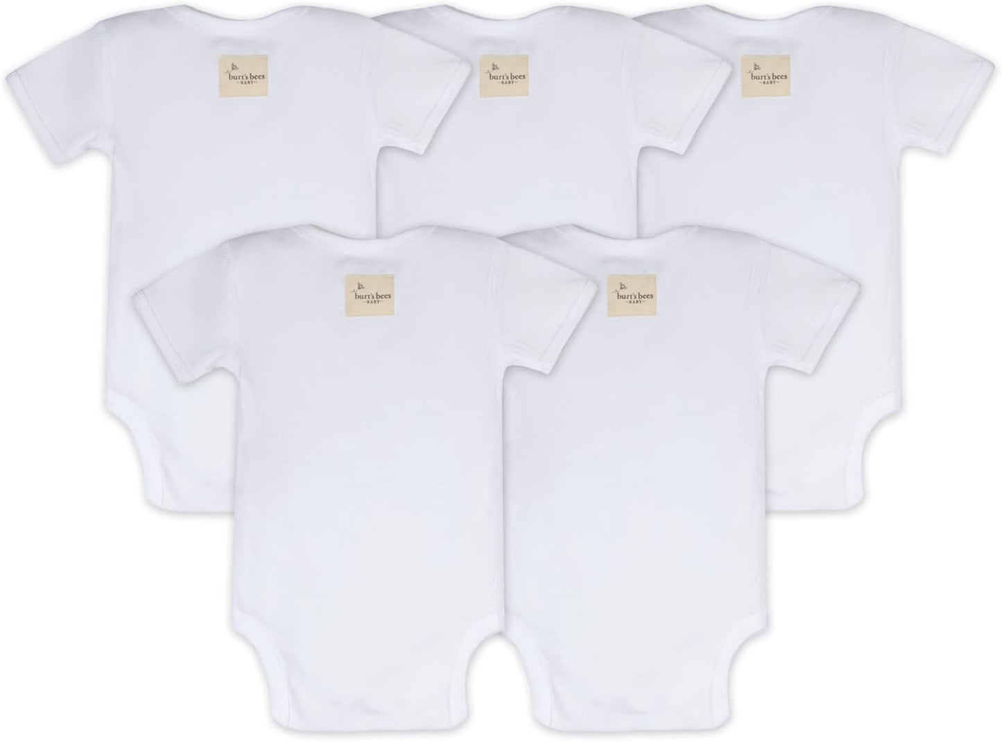 Burt's Bees Baby Unisex Organic Cotton Short and Long Sleeve Bodysuits, 5-Pack