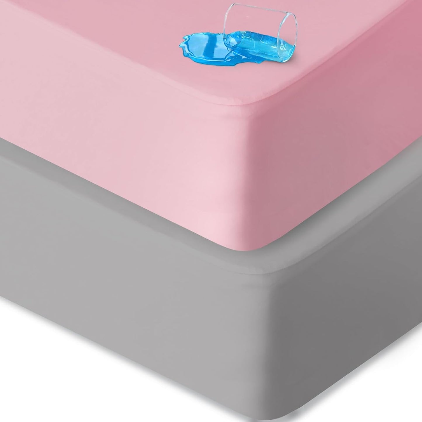 Biloban Mini Crib Sheets Fitted Waterproof 38'' x 24'', 2 Pack Mattress Protector Cover Fits for Dream on Me/Newton Mini Crib Mattress, Portable Sheet for Boys & Girl