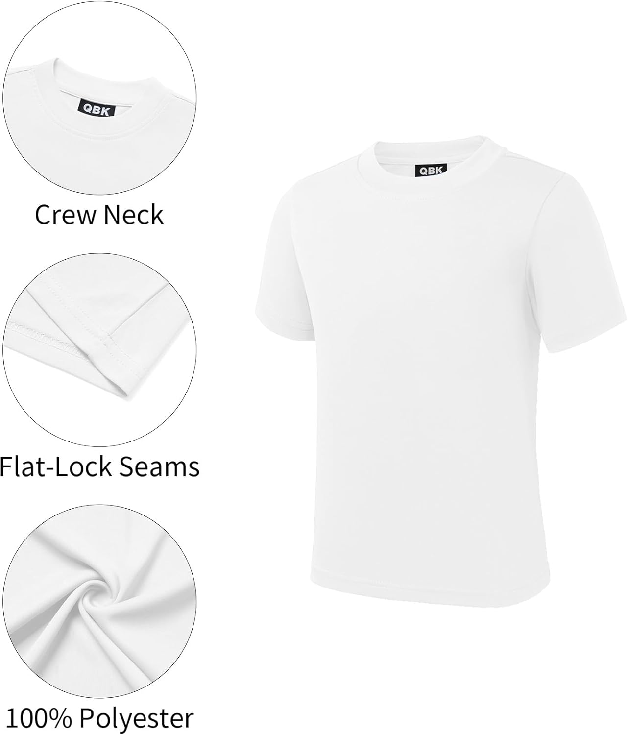 QBK 2T to Youth Neon Shirt Kids UPF 50+ Dry Fit Athletic Short Sleeve Rash Guard T Shirts for Boys Girls Sports Undershirt