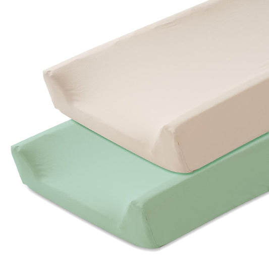 Changing Pad Cover (2-Pack) for Baby Girls Boys, Soft Fitted Diaper Changing Table Covers, Nursery Sheets Liner