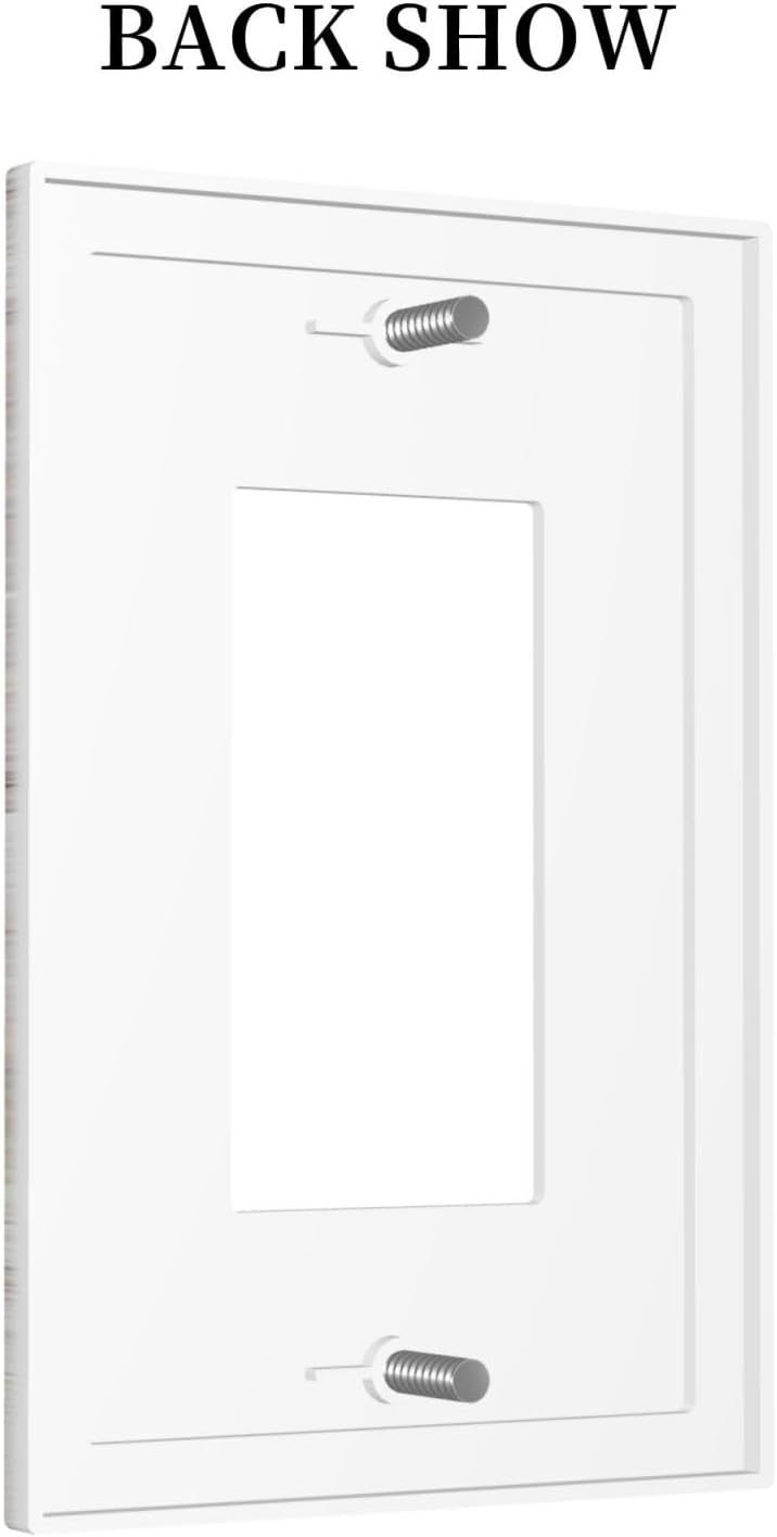 Decorative Outlet Covers Rustic Vintage White Wood Grain 1 Gang Single Rocker Light Switch Cover Plate Wall Plates GFCI Faceplate for Farmhouse Home Decor