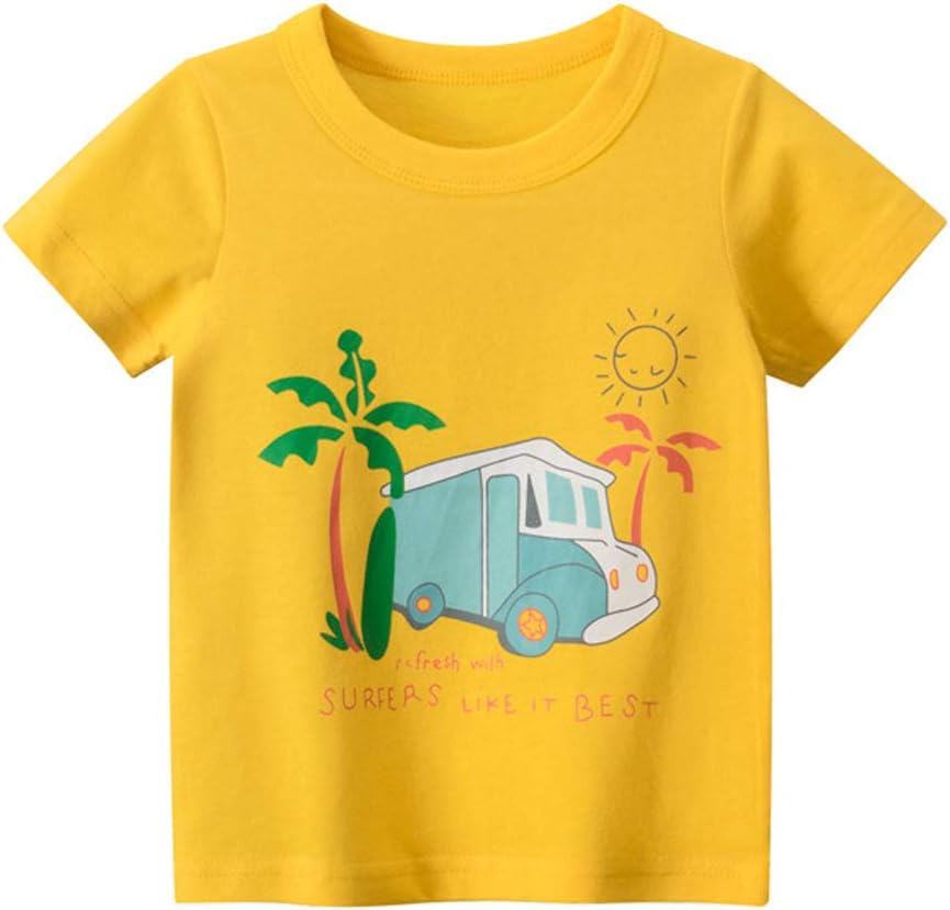 Boys' 4-Pack Excavator Short Sleeve Crewneck T-Shirts Top Tee Size 2-7 Years Toddler Boys' Value Pack Cotton T-Shirt