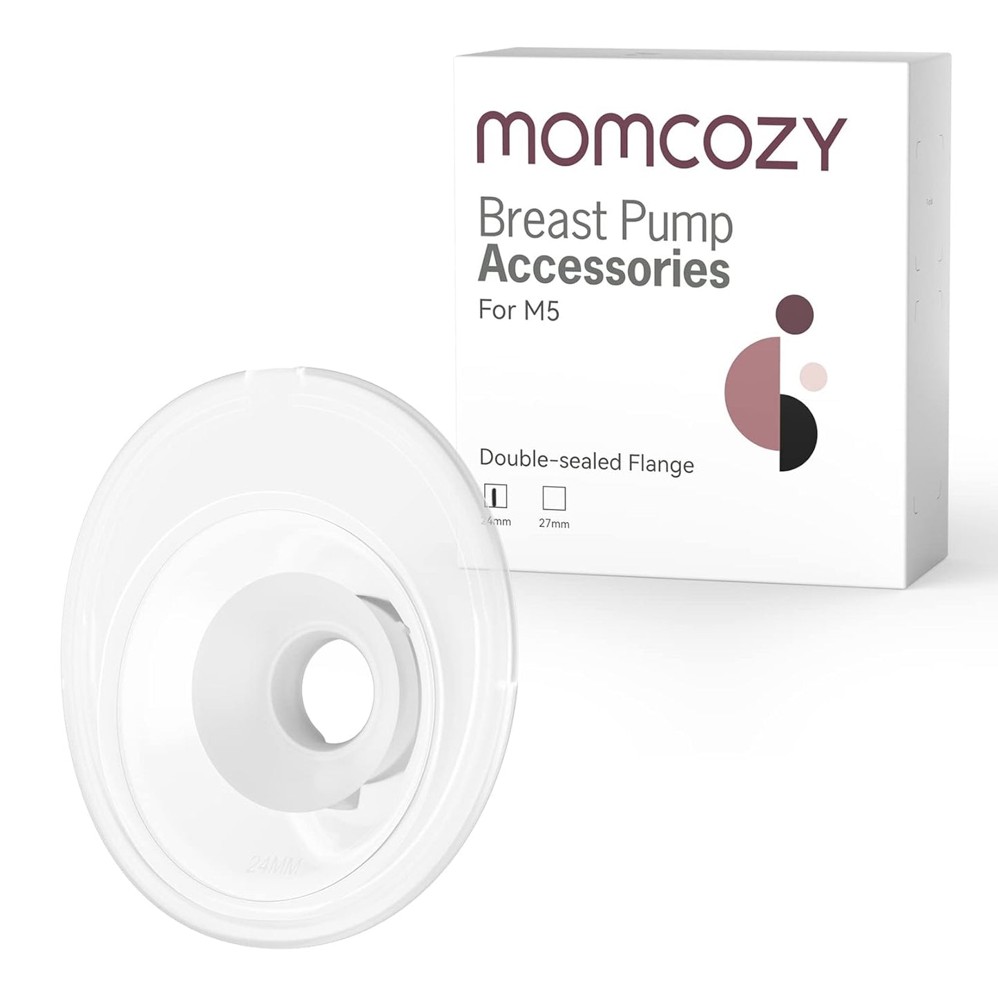 Momcozy Double-Sealed Flange 24mm Compatible with Momcozy M5 Breast Pump. Original M5 Breast Pump Replacement Accessories, 1PC (24mm)