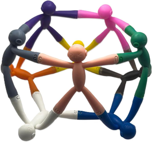 MAGMEN Enhanced Grip Magnetic Fidget Figures for Kids 3-8 & Toddlers | 10-Piece Solid Colors Multipurpose Magnets Set for Travel, Road Trip, Office & Stocking Stuffer Gifts.