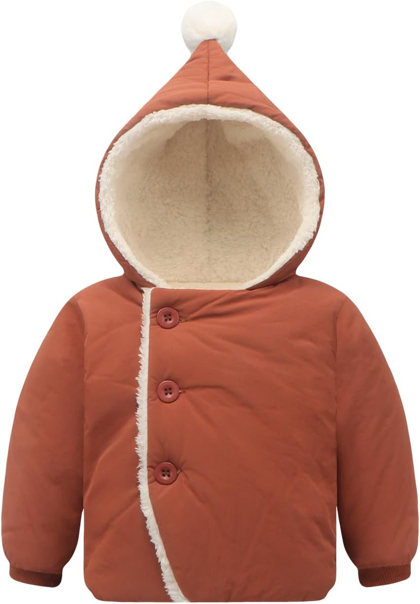 Baby Girl Winter Fleece Jacket Toddler Boy Puffer With Hood Coat Infant Clothes