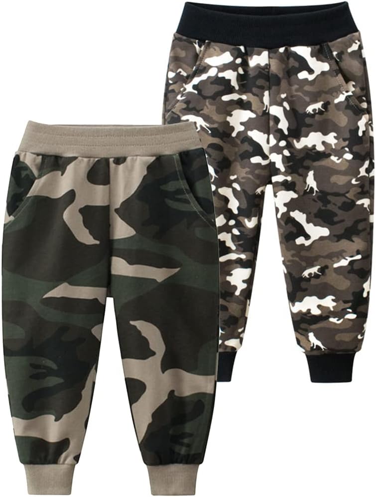 HUAER& Baby Boy's Jogger Pants Dinosaur Car Drawstring Elastic Sweatpants