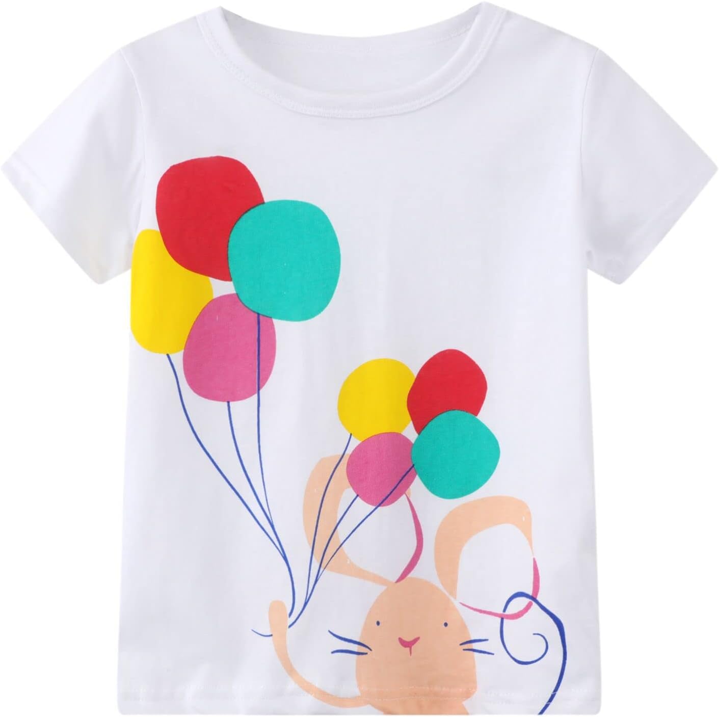 HILEELANG Girls' Tees Ruffle Short Sleeve T-Shirt Cotton Casual Graphic Summer Crewneck Tunic Tops