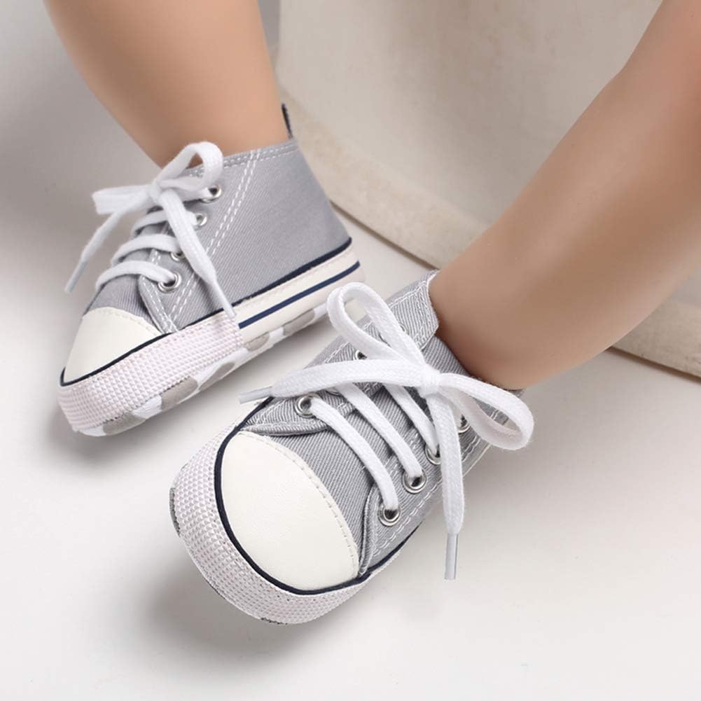 Unisex Baby Girls Boys Canvas High-top Shoes, Newborn Infant Anti-Slip Soft Sole Frist Walking Breathable Sneakers
