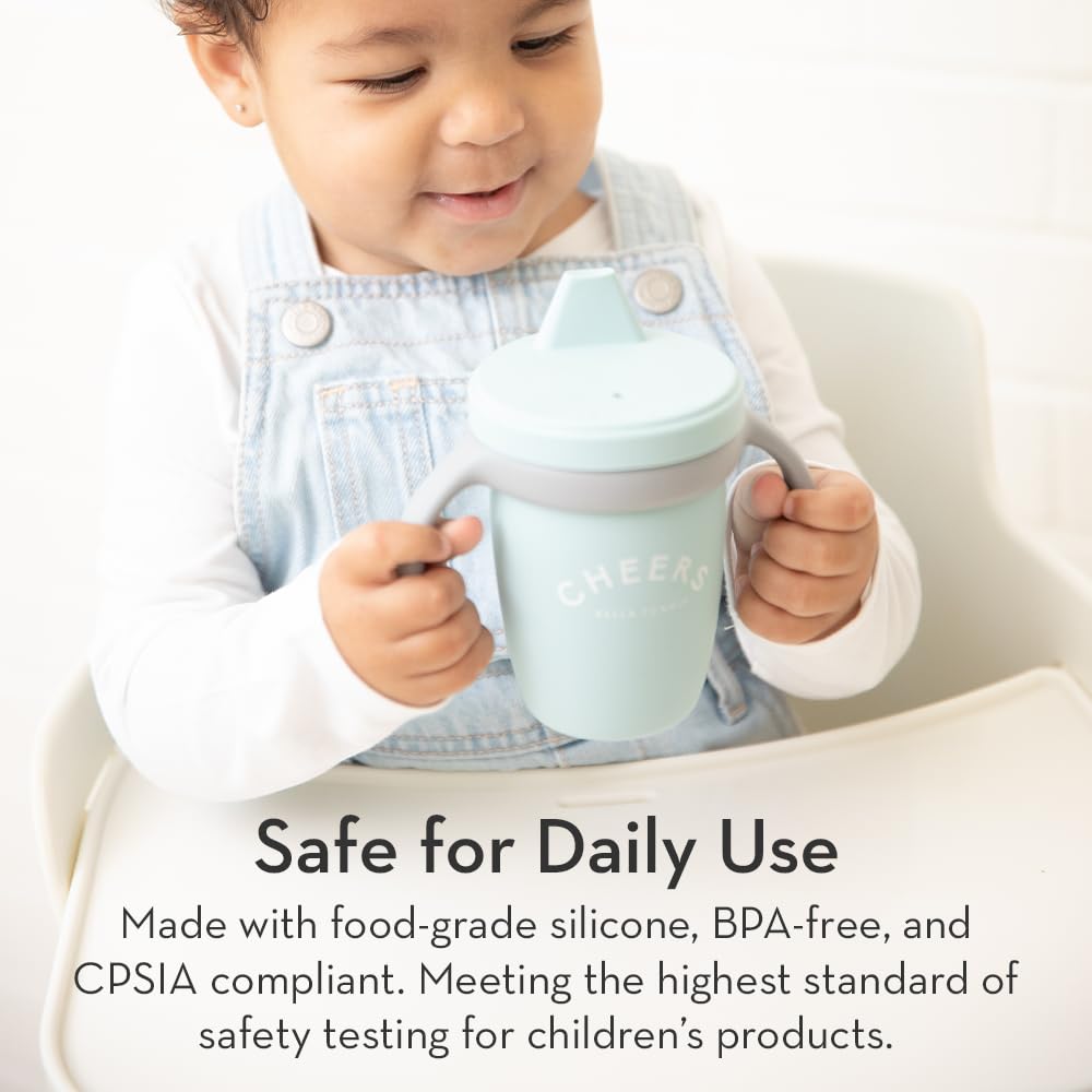 Bella Tunno Sippy Cup, Silicone Training Cup with Transition Handles for Infants, Toddlers & Kids, Babies 6-12 Months & Toddlers 1-3 Years, Boys & Girls I'll Drink to That, 8 oz