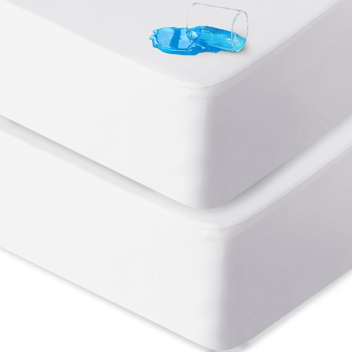 Crib Sheets Waterproof 2 Pack, Crib Mattress Protector, Toddler Fitted Crib Sheet Neutral, Ultra Soft & Breathable Toddler Bed Sheets for Boys and Girls, White